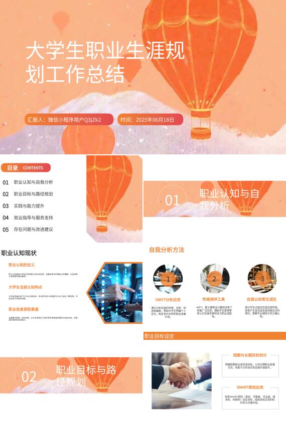 AI一鍵生成大學(xué)生職業(yè)規(guī)劃工作總結(jié)PPT
