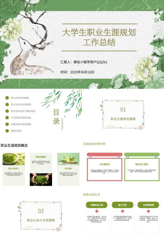 AI一鍵生成大學(xué)生職業(yè)生涯規(guī)劃PPT