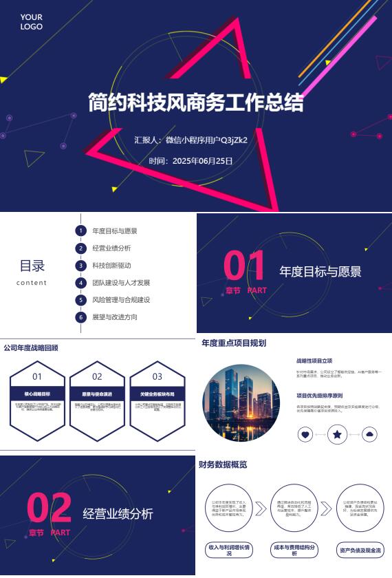 AI一鍵生成科技風(fēng)商務(wù)工作總結(jié)PPT