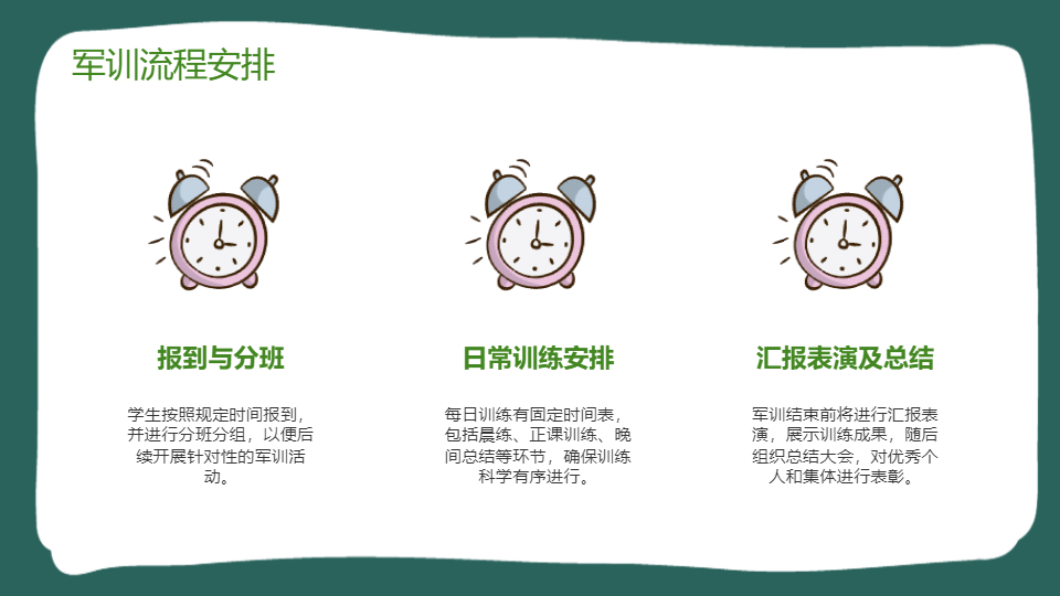 AI一键生成开学第一课军训培训PPT