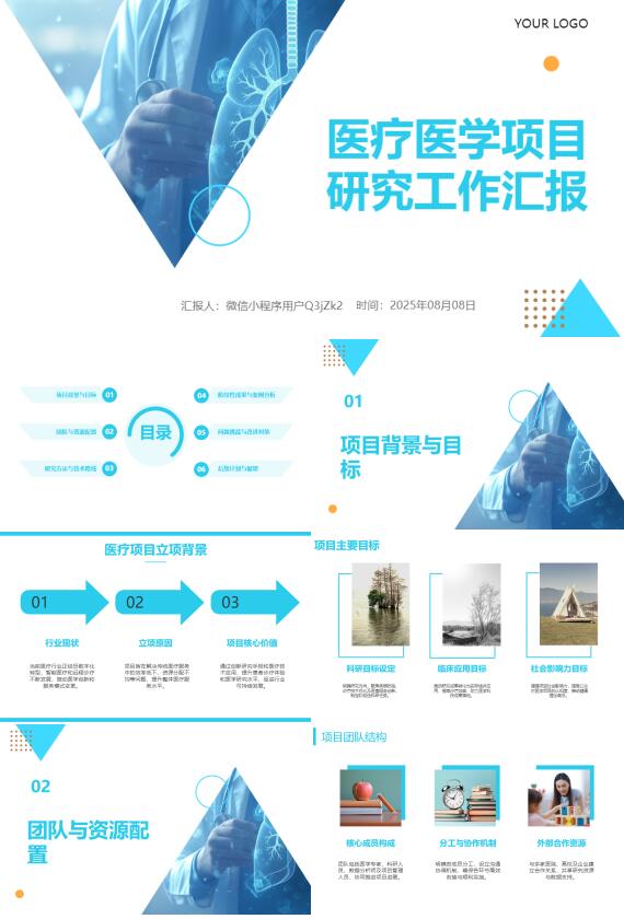 AI一键生成医疗医学项目研究工作汇报PPT