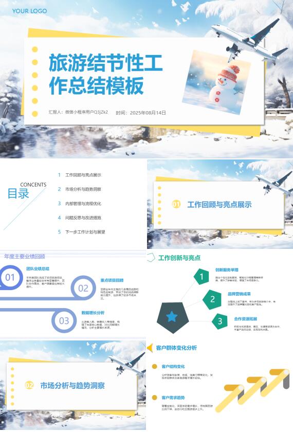 AI一键生成旅游结节性工作总结PPT