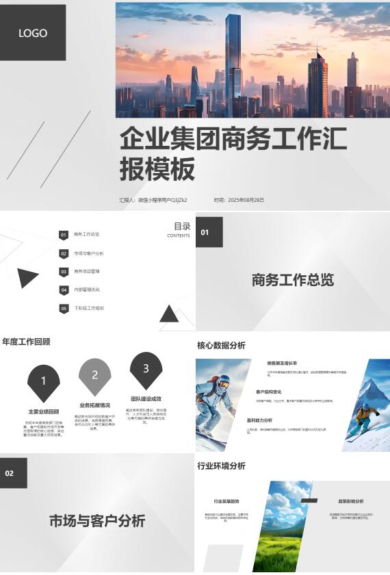 AI一键生成企业集团商务工作汇报PPT