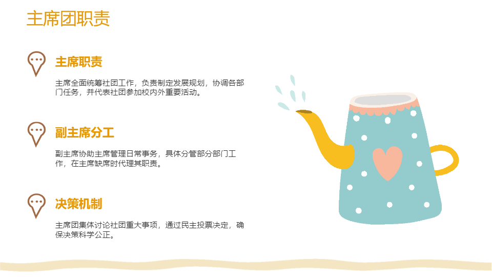 AI一键生成卡通大学生社团部门职责条例PPT