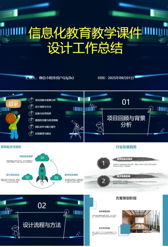 AI一键生成信息化教育教学课件设计工作总结PPT