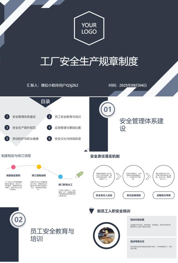 AI一键生成公司企业安全生产规章制度PPT