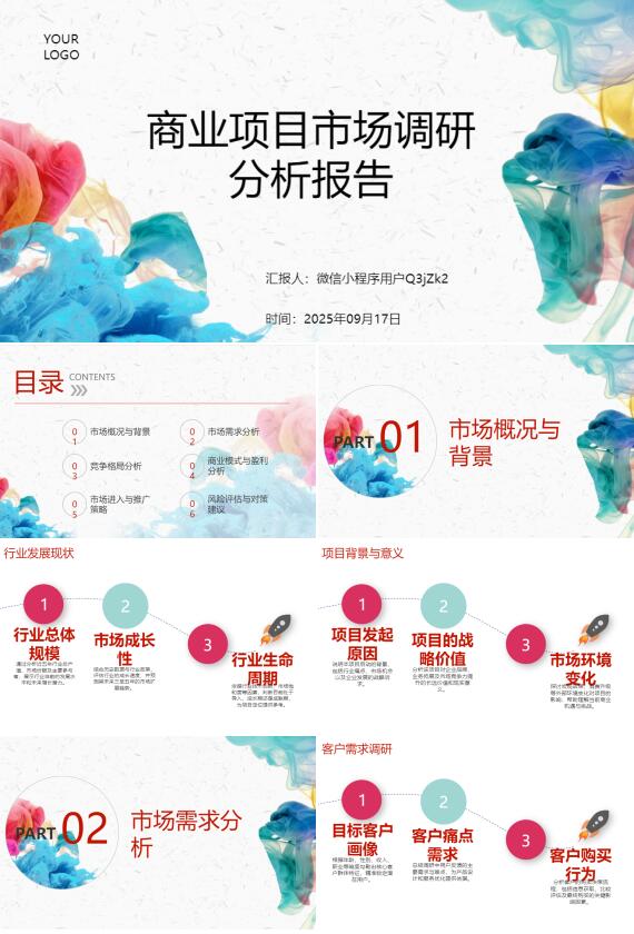 AI一键生成商业项目市场调研分析报告PPT