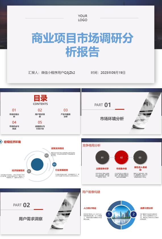 AI一键生成商业项目市场调研分析报告PPT